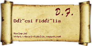 Décsi Fidélia névjegykártya